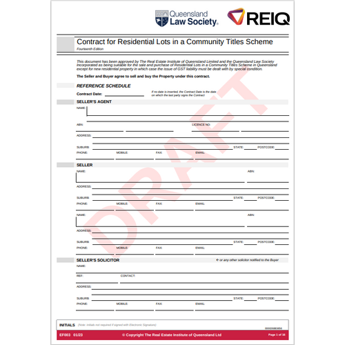 Contract for Residential Lots in a Community Titles Scheme (Pack of 3)
