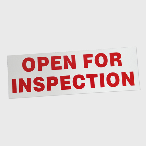 Sticker Large: OPEN FOR INSPECTION