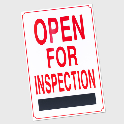 Corflute: Open For Inspection 600 x 900mm