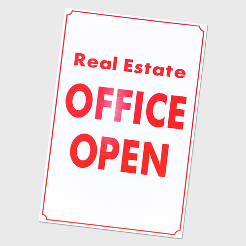 Corflute: R/E Office Open - 600 x 900mm