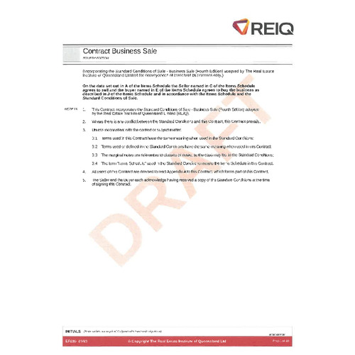 Contract Business Sale and Conditions (3 pack)