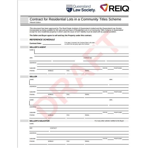 Contract for Residential Lots in a Community Titles Scheme (Pack of 3)