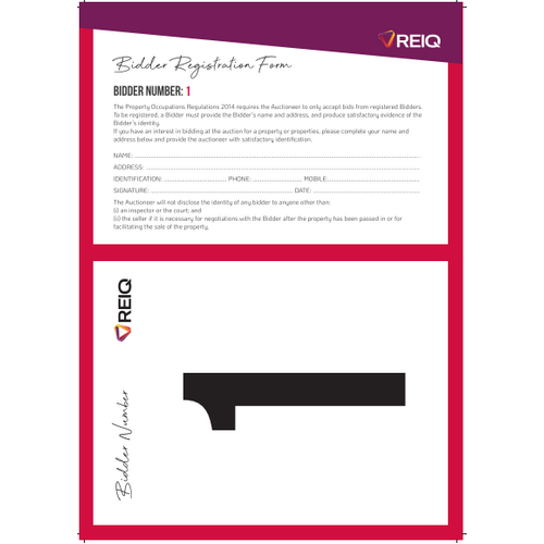 Bidder Registration & Number Card